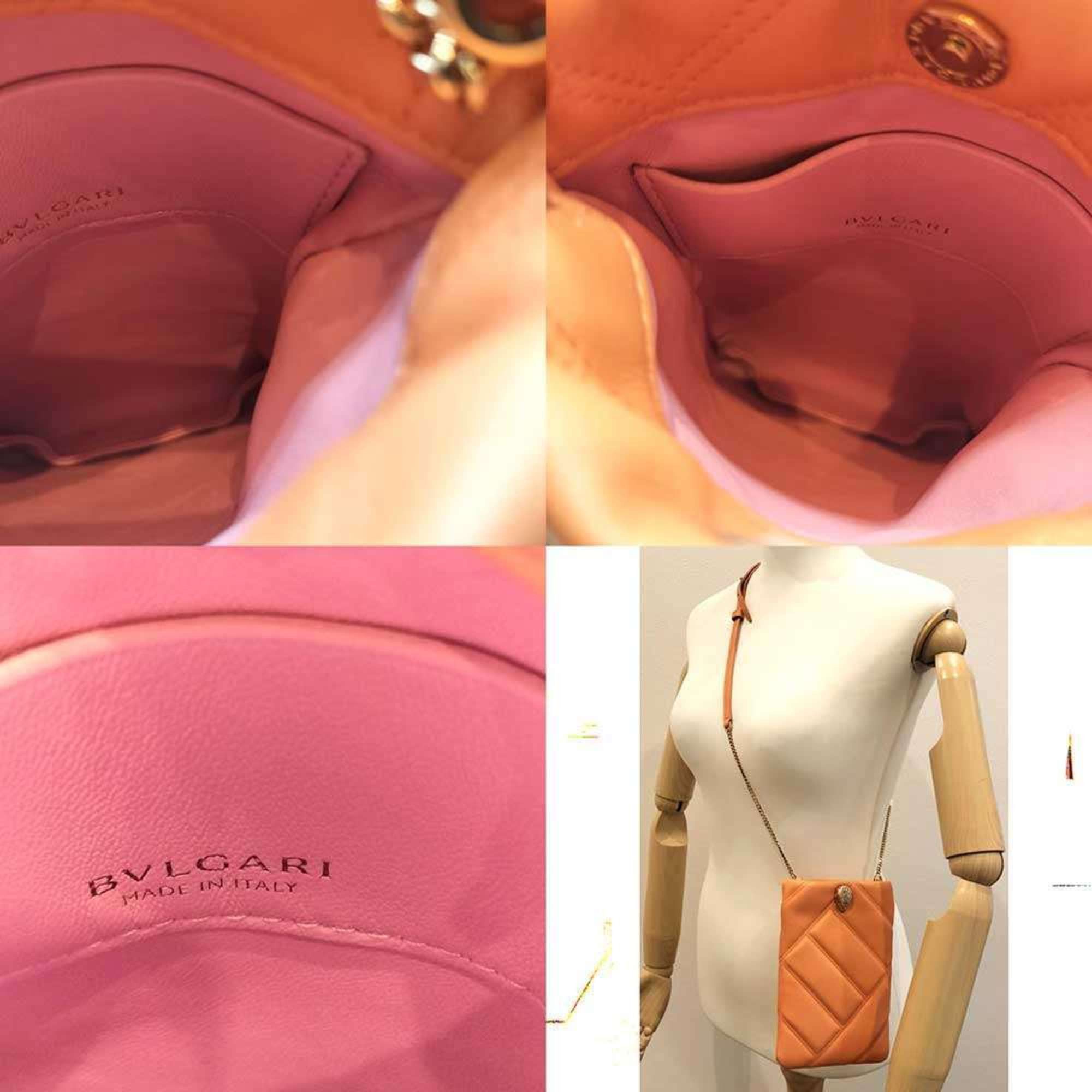 Bvlgari BVLGARI Serpenti Cabochon Shoulder Bag Smartphone Orange Snake Head Leather Women's Size ONE SIZE - 6 Thumbnail