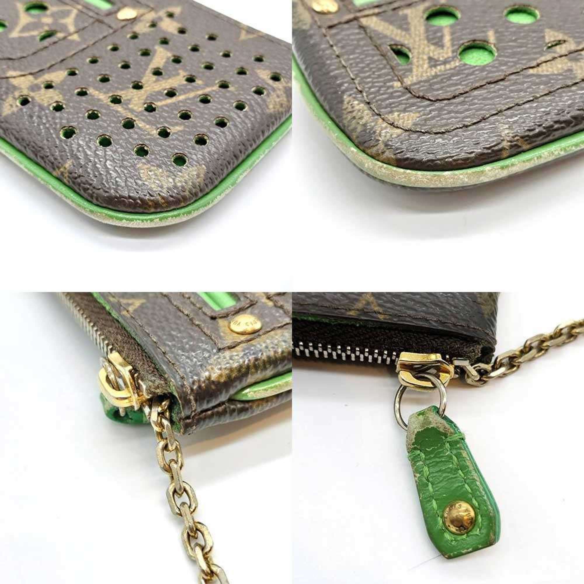 Louis Vuitton Louis Vuitton Pochette Cle Monogram Perforated Vert Green x Brown Wallet/Coin Case Punching M95186 Women's LOUIS VUITTON Size ONE SIZE - 5 Thumbnail