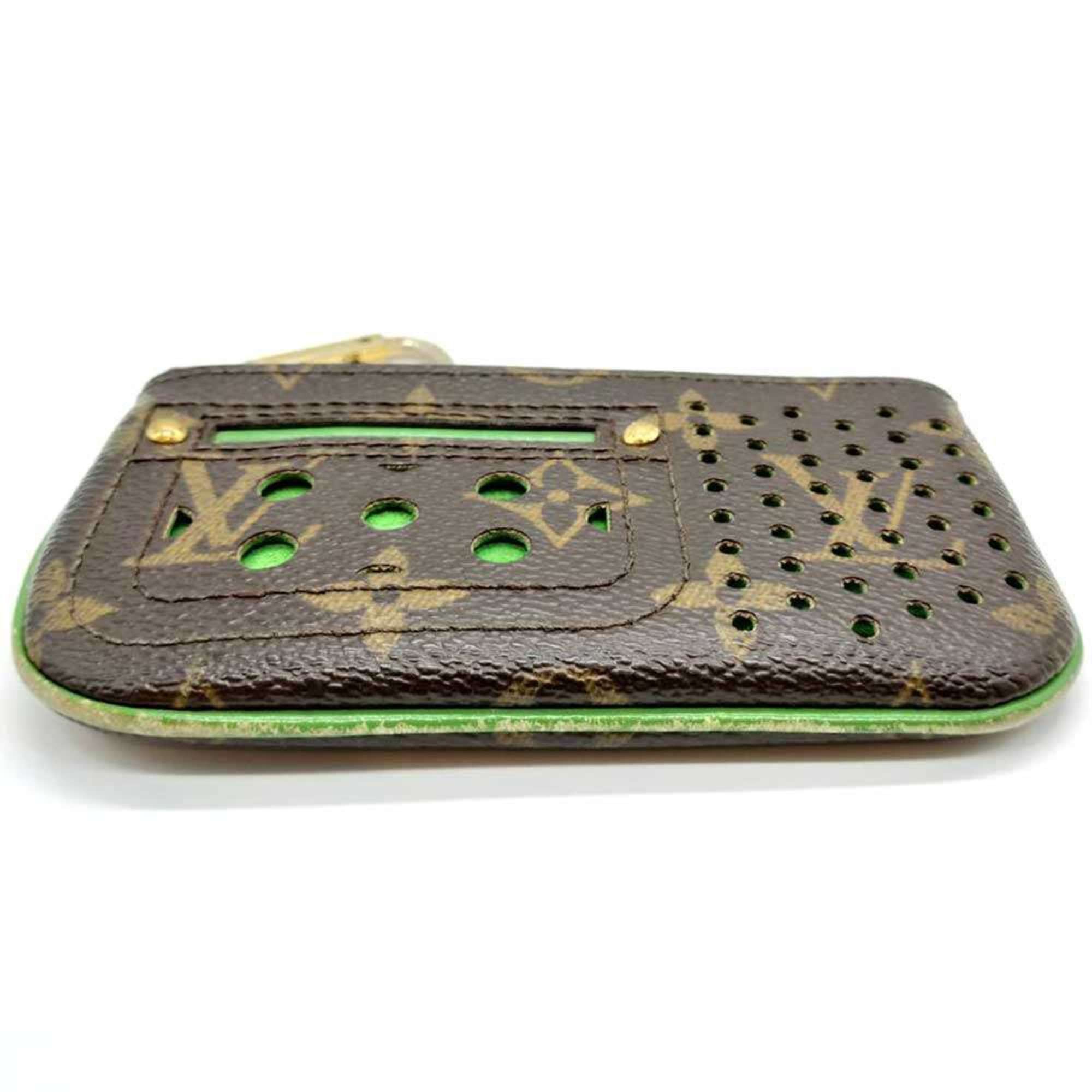Louis Vuitton Louis Vuitton Pochette Cle Monogram Perforated Vert Green x Brown Wallet/Coin Case Punching M95186 Women's LOUIS VUITTON Size ONE SIZE - 3 Thumbnail