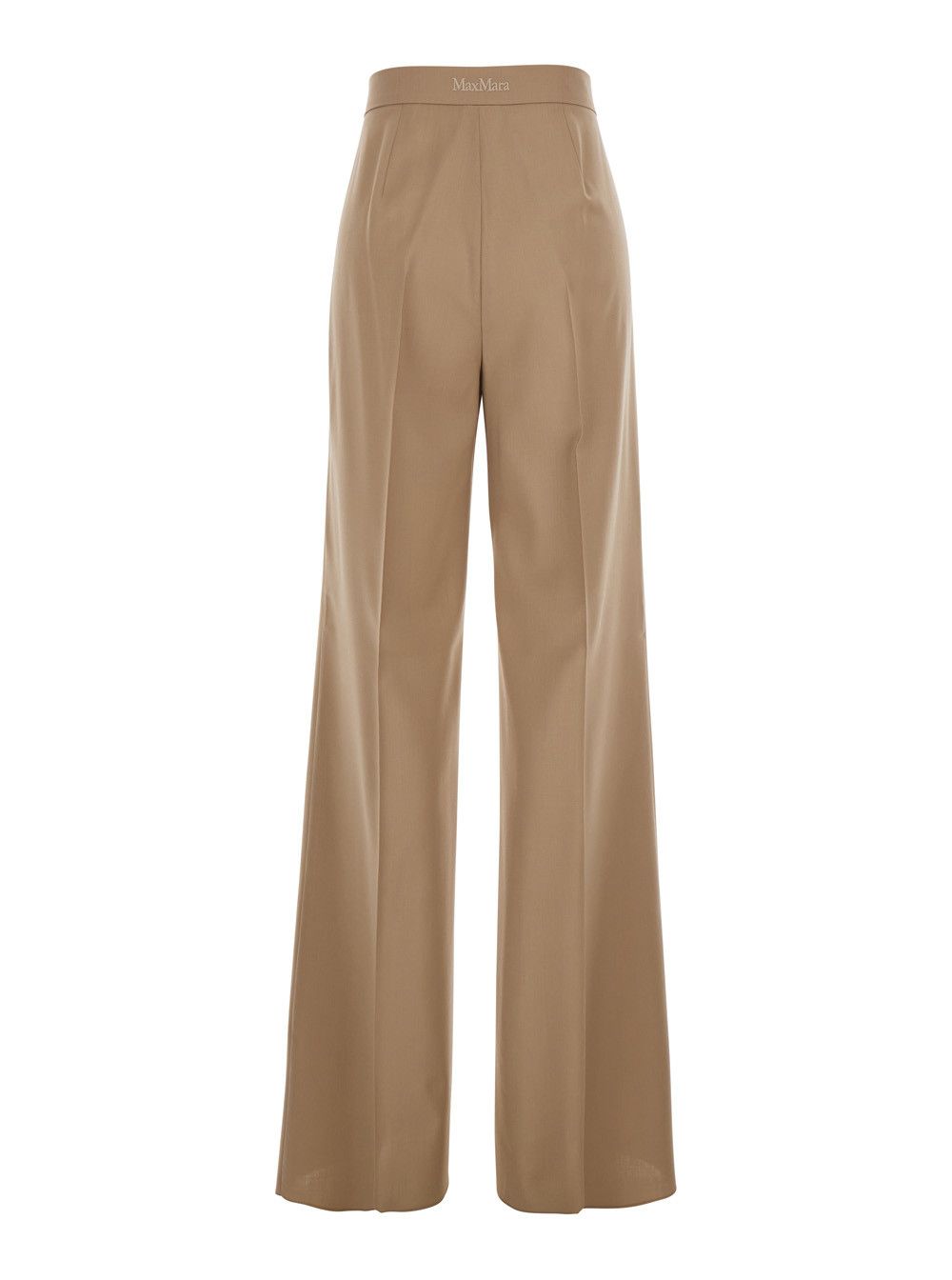Max Mara 'Fernet' Beige Pants with Wide Leg and Logo Lettering on the Rear in Wool Woman Size 30" / US 8 / IT 44 - 2 Thumbnail