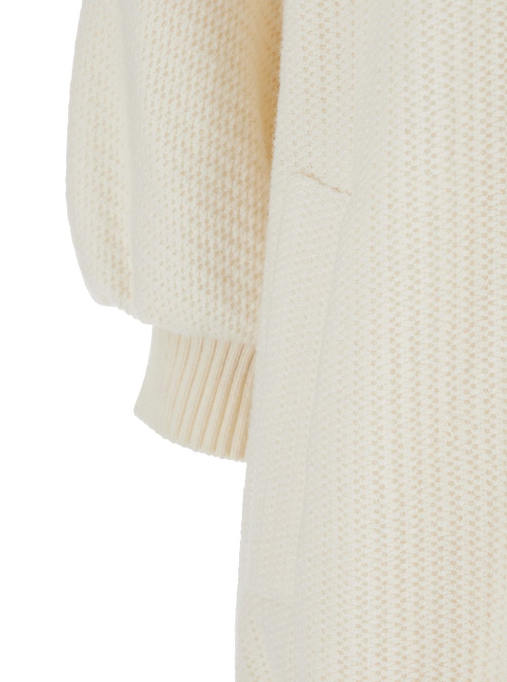 Max Mara 'Cirino' White Crewneck Knit Jacket with Logo Patch on the Rear in Wool and Cashmere Woman Size M / US 6-8 / IT 42-44 - 3 Thumbnail
