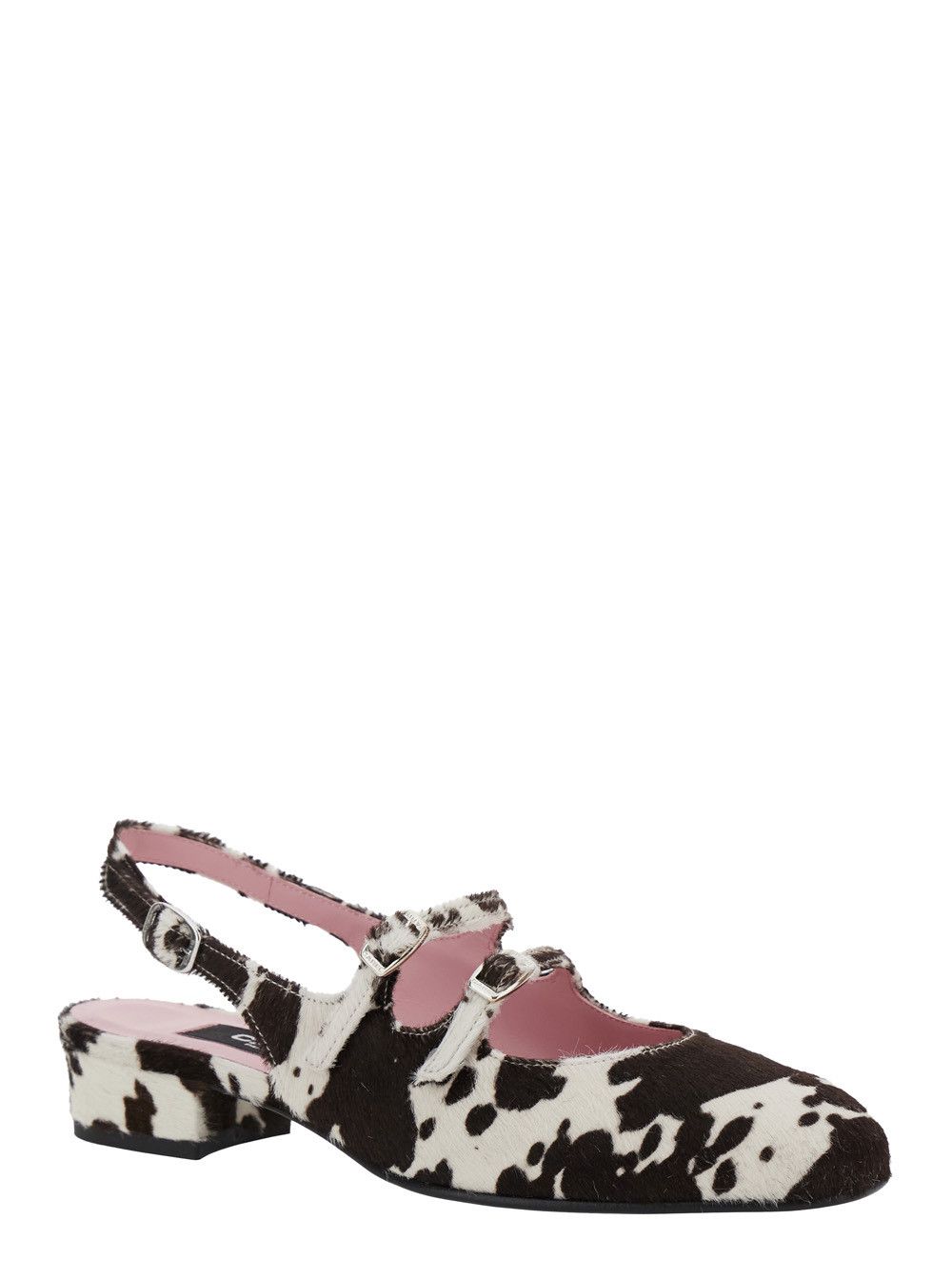 Carel Paris Multicolor 'Peche' Slingback Ballet Shoes with Buckle Strap Closure and Cow Print in Leather Woman Size US 11 / IT 41 - 2 Thumbnail