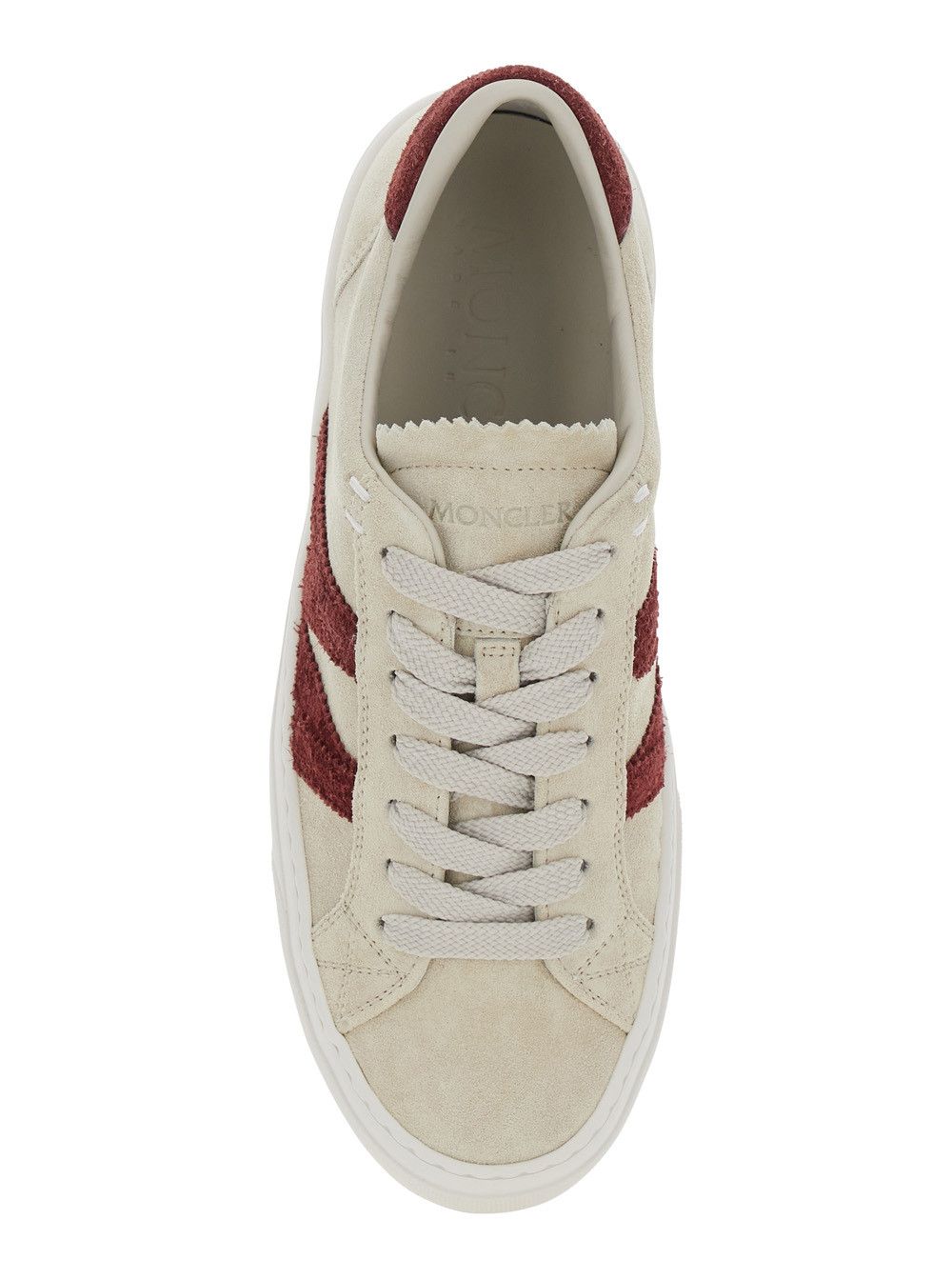 Moncler White Low Top Sneakers with Logo Detail on the Side and Logo Patch on the Tongue in Leather Woman Size US 6 / IT 36 - 4 Thumbnail