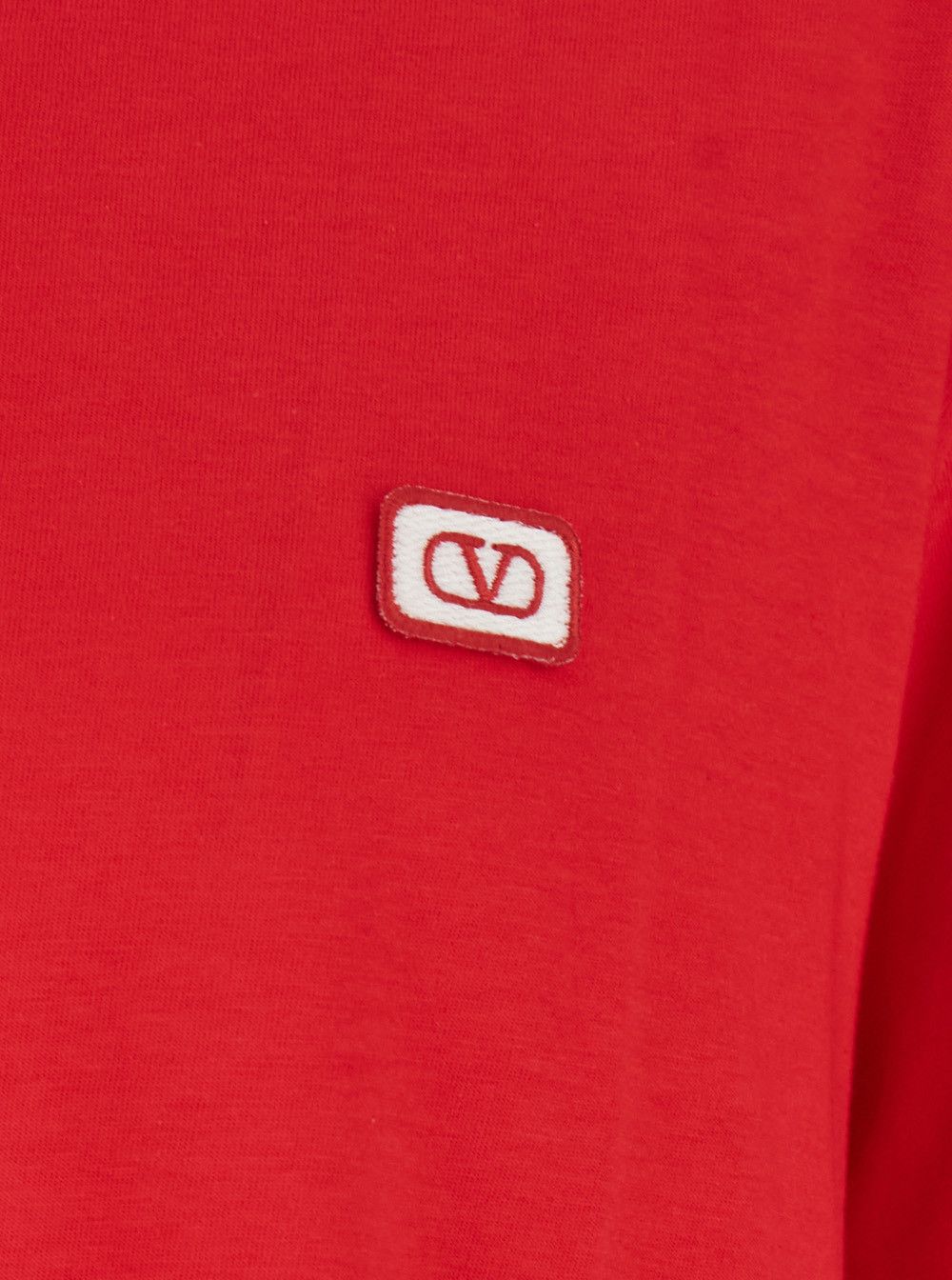 Valentino Red Crewneck T-Shirt with VLogo on the Front in Cotton Man Size US L / EU 52-54 / 3 - 3 Thumbnail