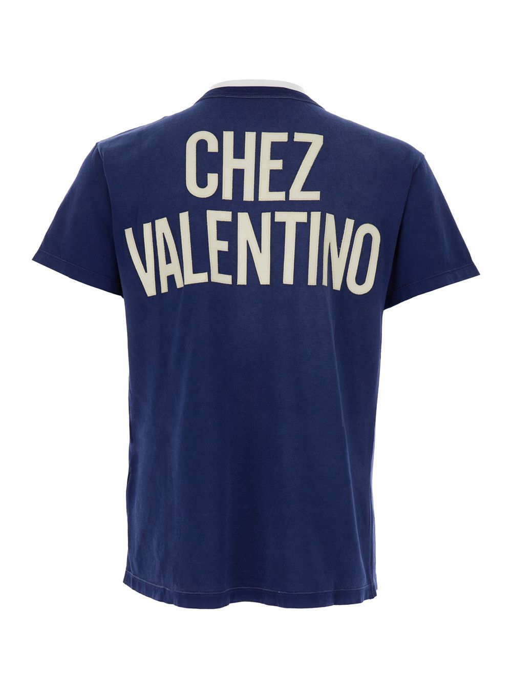 Valentino Blue Crewneck T-Shirt with Logo Lettering on the Rear in Cotton Man Size US L / EU 52-54 / 3 - 2 Thumbnail