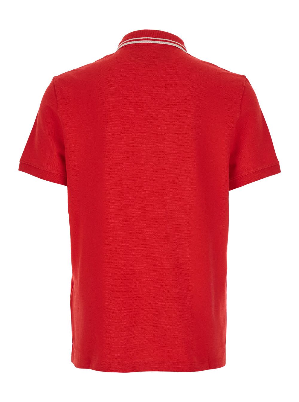 Valentino Red Polo Shirt with Classic Collar with Stirped Detail and Logo Patch on the Front in Cotton Piquet Man Size US M / EU 48-50 / 2 - 2 Thumbnail