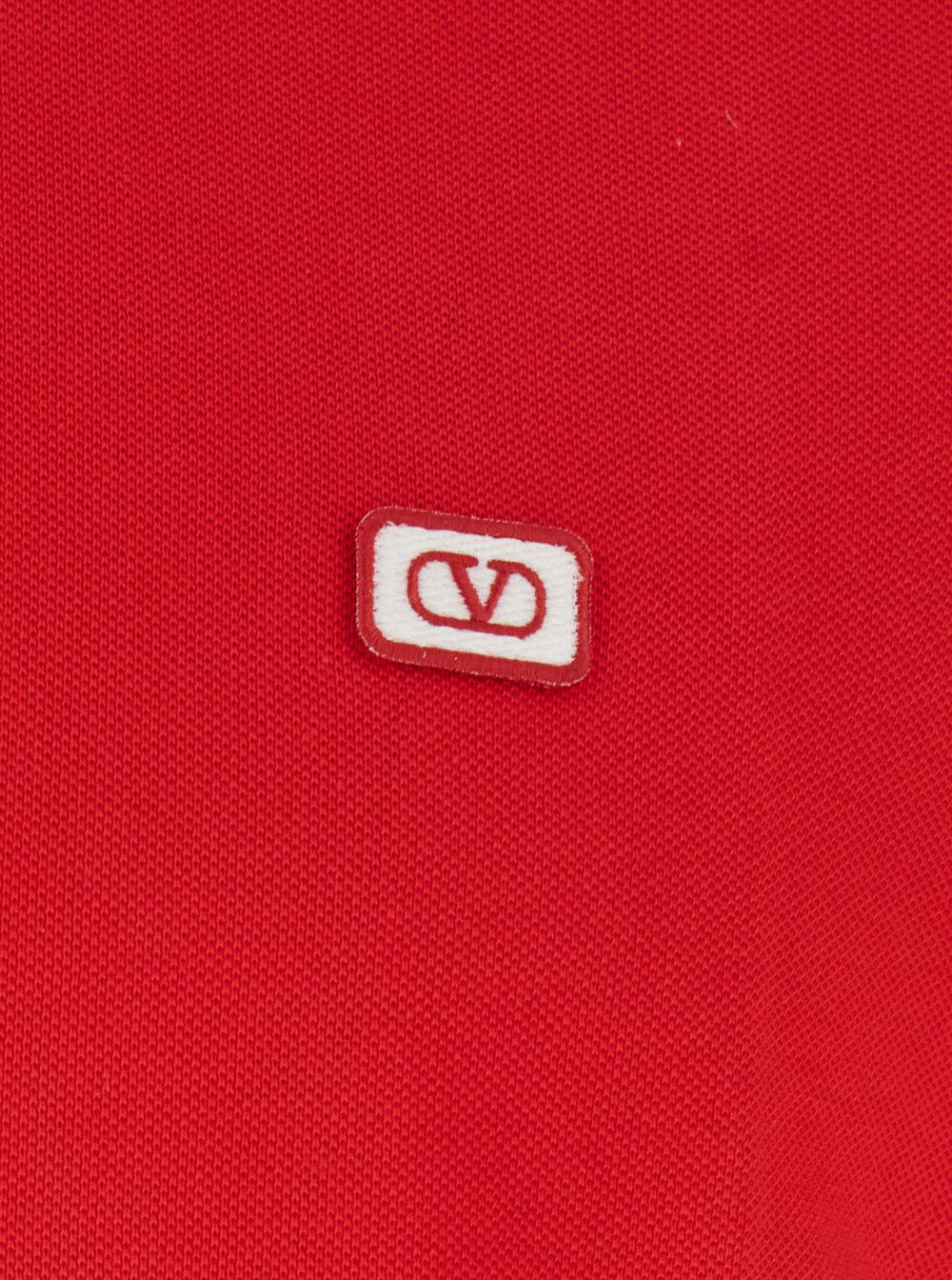 Valentino Red Polo Shirt with Classic Collar with Stirped Detail and Logo Patch on the Front in Cotton Piquet Man Size US M / EU 48-50 / 2 - 3 Thumbnail