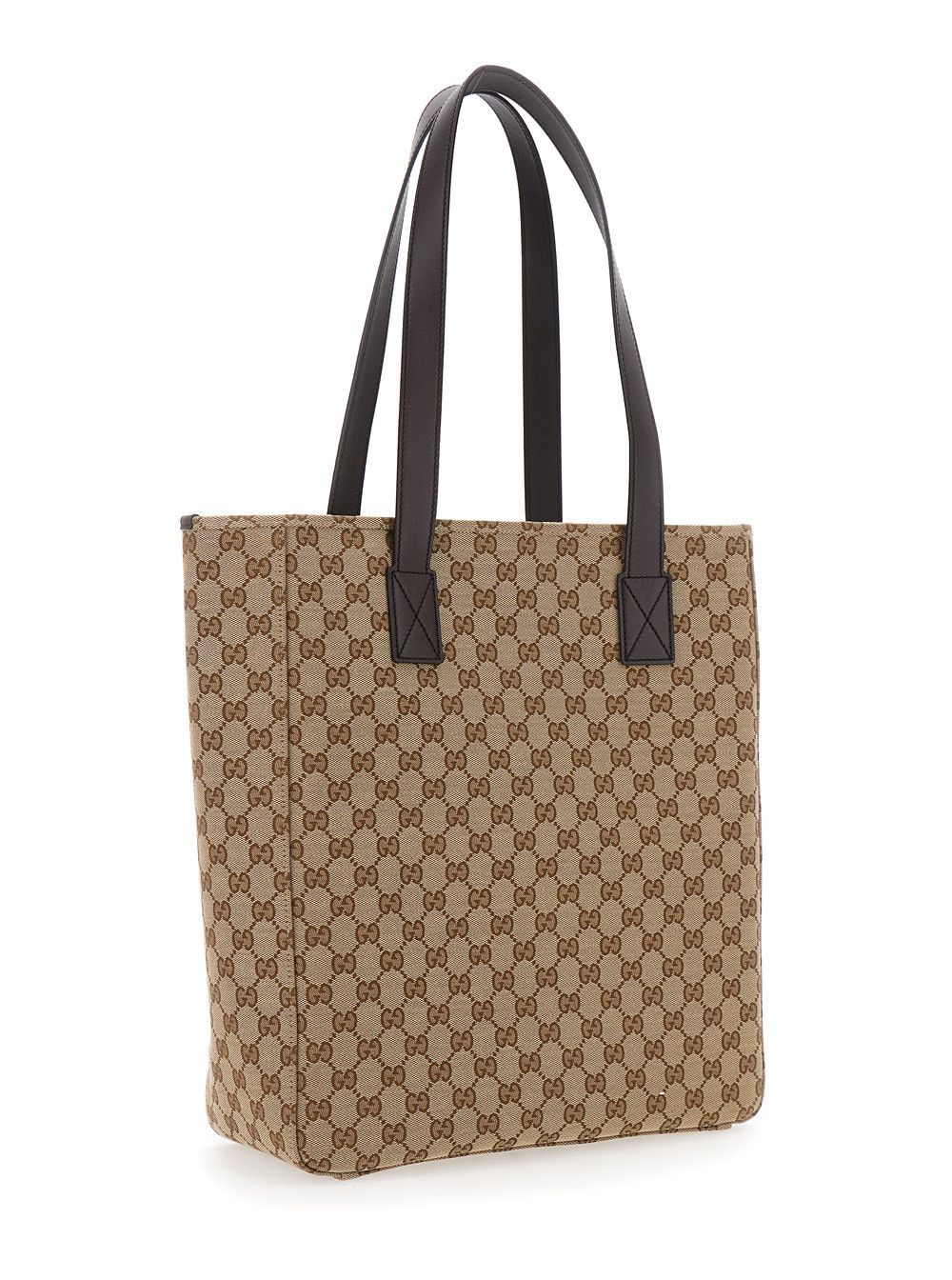 Gucci Beige Tote Bag with Two Top Leather Handles and Front Zip Pocket in GG Canvas Man Size ONE SIZE - 3 Thumbnail