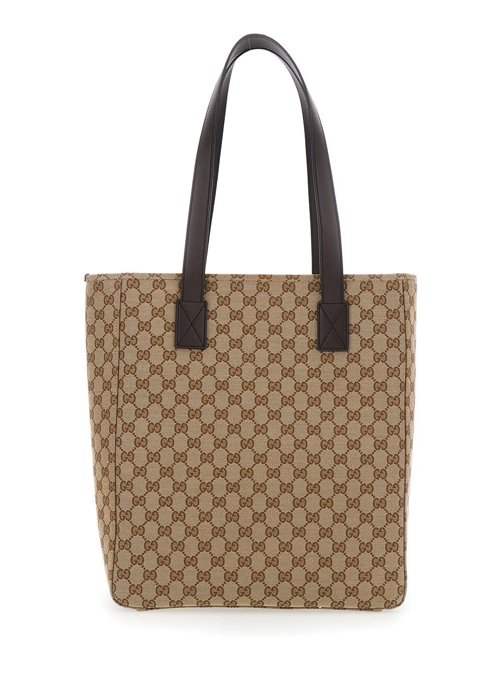 Gucci Beige Tote Bag with Two Top Leather Handles and Front Zip Pocket in GG Canvas Man Size ONE SIZE - 4 Thumbnail
