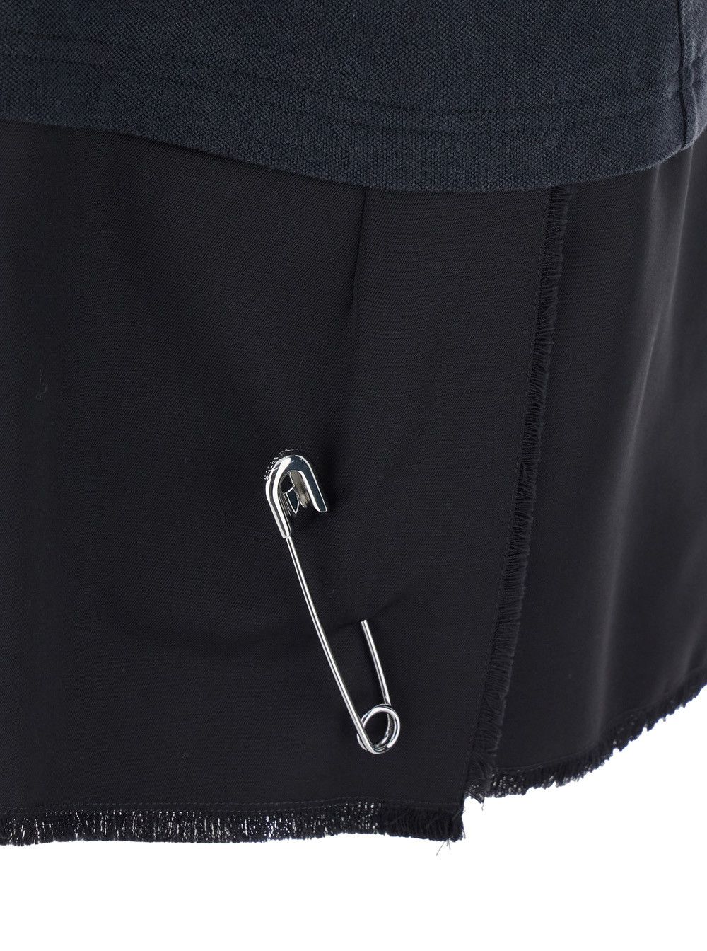 Balenciaga Black Layered Dress with Polo Shirt Style Collar and Safety Pin Detail in Cotton Woman Size S / US 4 / IT 40 - 3 Thumbnail