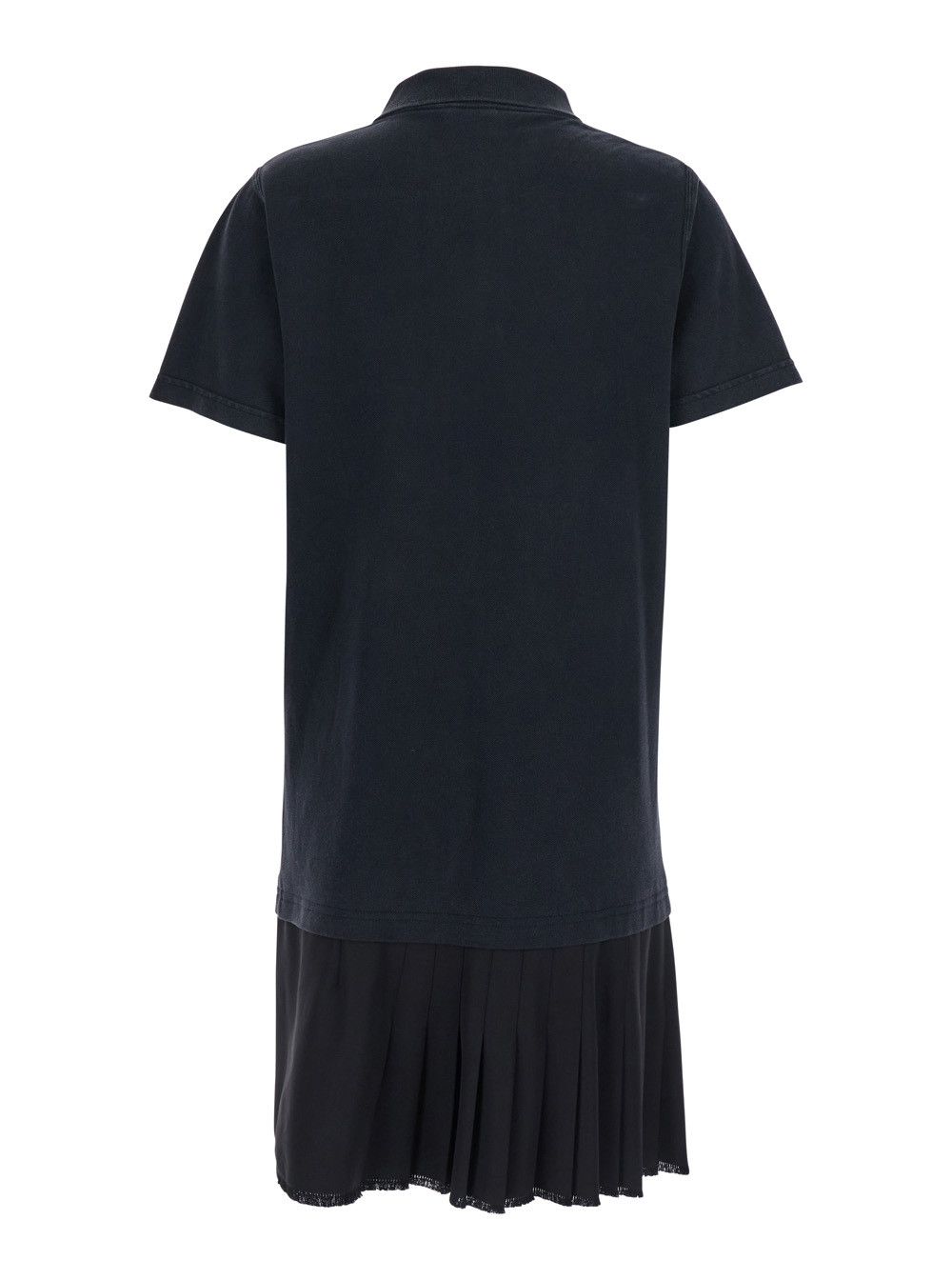 Balenciaga Black Layered Dress with Polo Shirt Style Collar and Safety Pin Detail in Cotton Woman Size M / US 6-8 / IT 42-44 - 2 Thumbnail