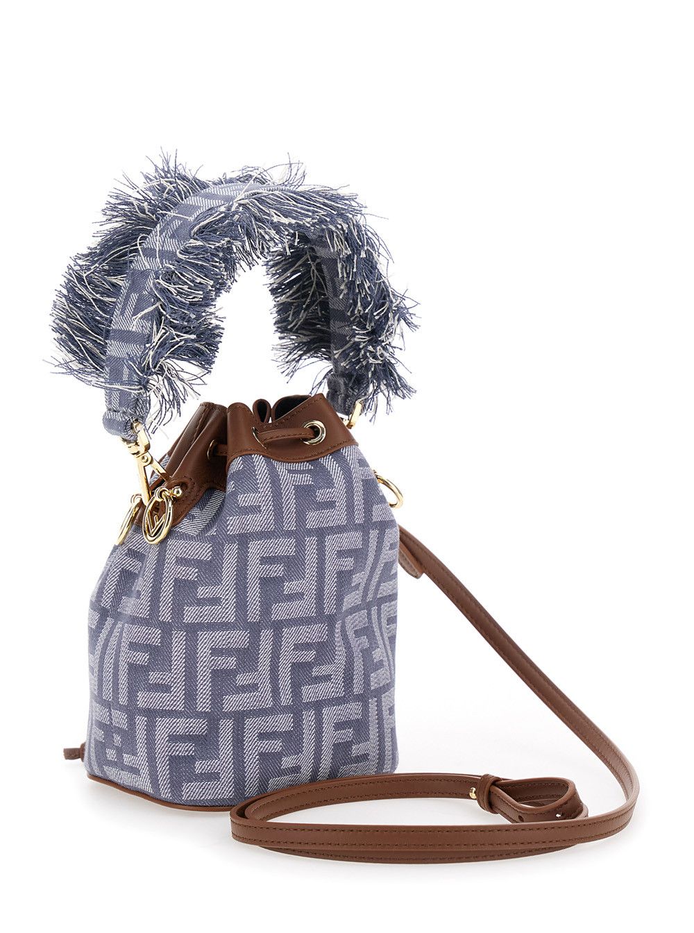 Fendi 'Mon Tresor' Blue Mini Handbag with Fringed Handle and Adjustable and Removable Shoulder Strap in Cotton Bòemd Woman Size ONE SIZE - 3 Thumbnail