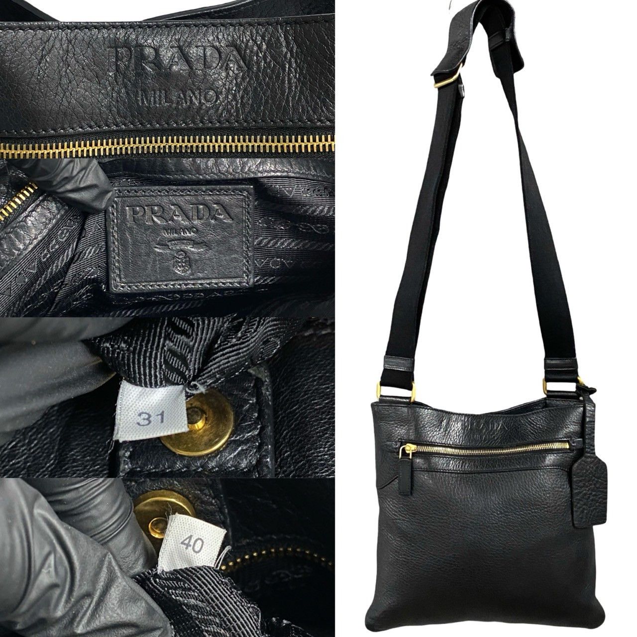 Prada Prada Prada Logo Embossed Leather Shoulder Bag Leather Shoulder Bag DUTY FREE for USA Size ONE SIZE - 4 Thumbnail