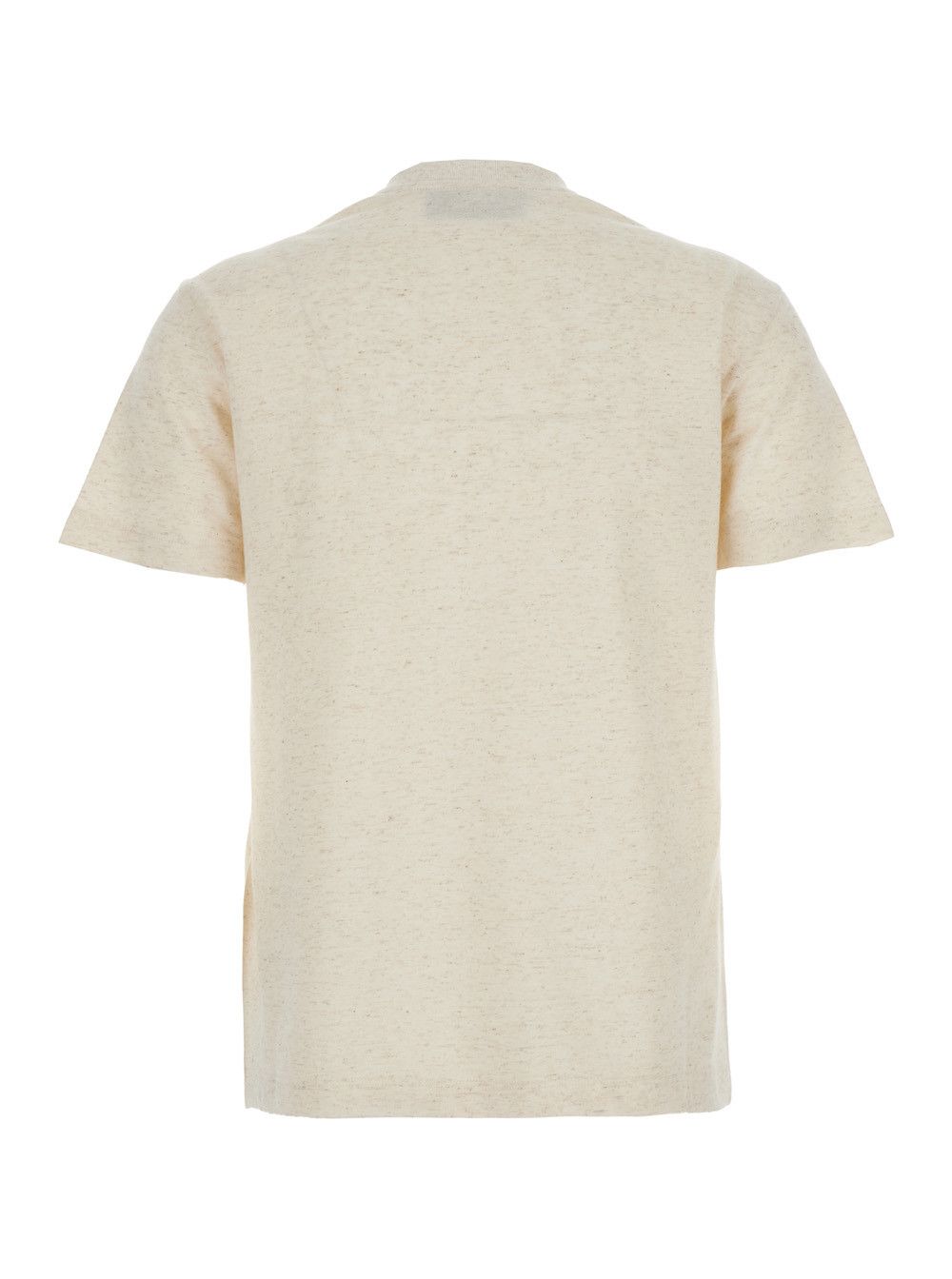 Fendi Beige Crewneck T-Shirt with Logo Embroidery on the Front and Rhinestone Details in Cotton Blend Jersey Woman Size M / US 6-8 / IT 42-44 - 2 Thumbnail