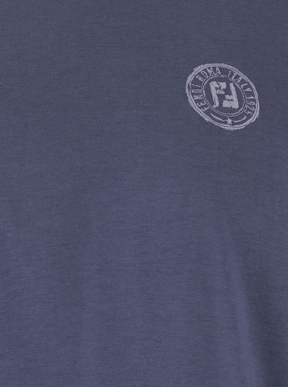 Fendi Blue Crewneck T-Shirt with Logo Print on the Front and Logo Patch on the Rear in Cotton Man Size US L / EU 52-54 / 3 - 3 Thumbnail