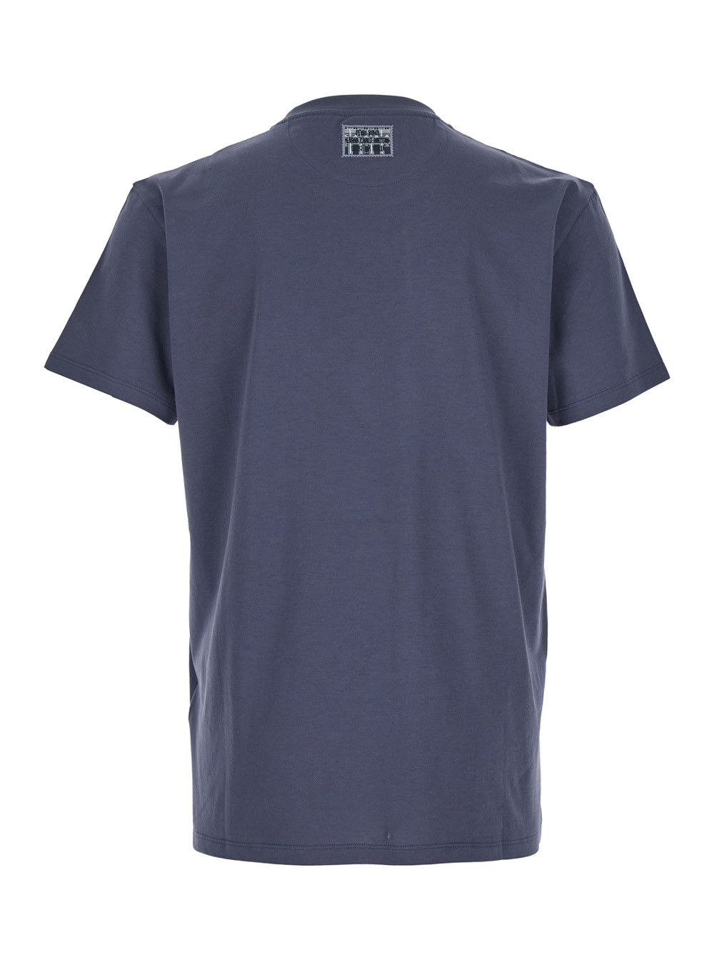Fendi Blue Crewneck T-Shirt with Logo Print on the Front and Logo Patch on the Rear in Cotton Man Size US L / EU 52-54 / 3 - 2 Thumbnail