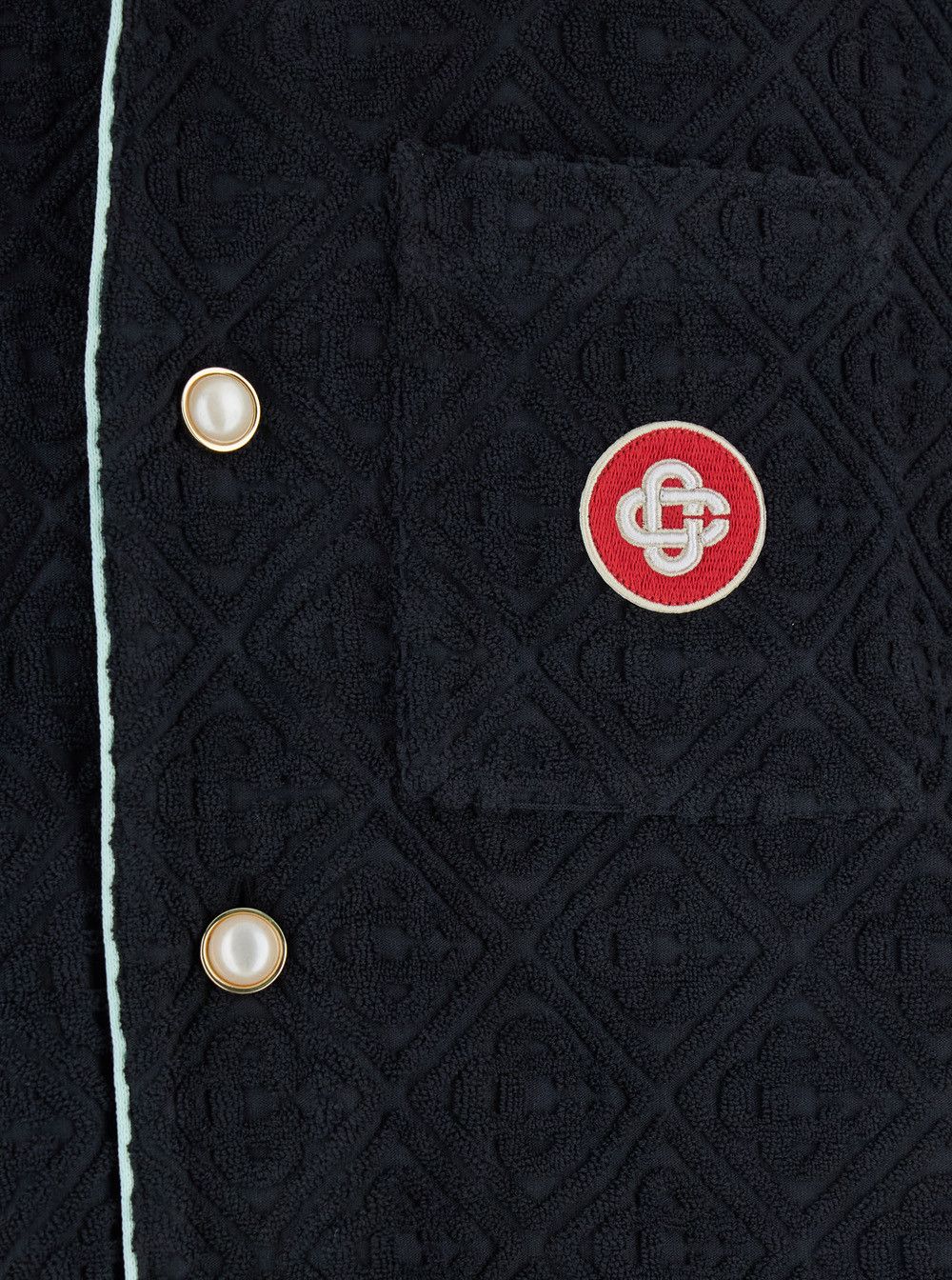 Casablanca Black Shirt with Classic Lapels and All-Over Embossed Monogram in Cotton Man Size US S / EU 44-46 / 1 - 3 Thumbnail