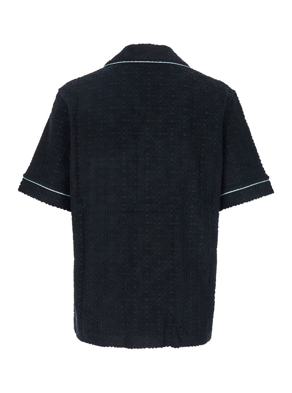 Casablanca Black Shirt with Classic Lapels and All-Over Embossed Monogram in Cotton Man Size US S / EU 44-46 / 1 - 2 Thumbnail
