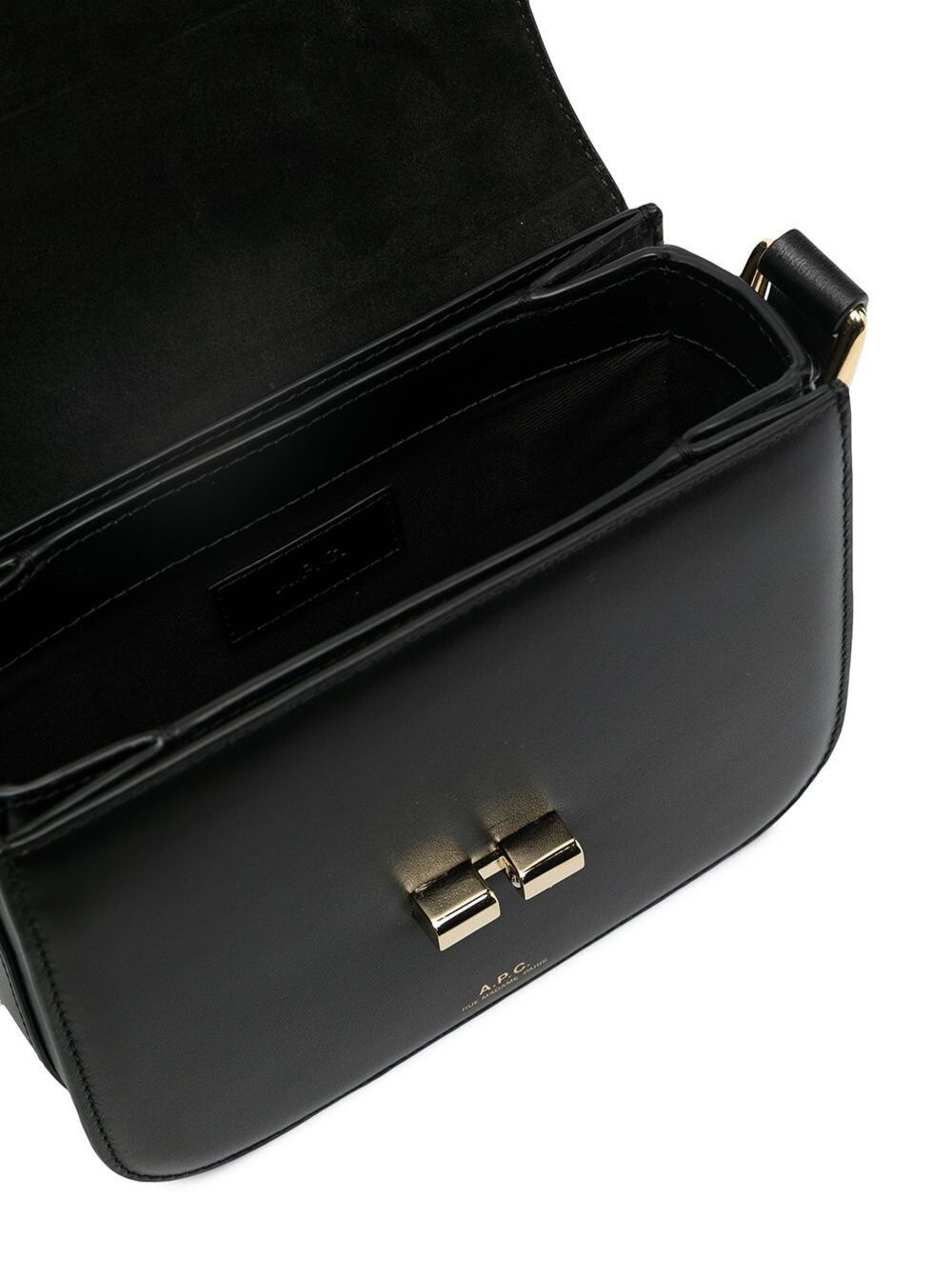 A.P.C. 'Grace' Black Mini Crossbody Bag with Adjustable Strap and Logo Lettering Imprinted on the Front in Leather for Women Size ONE SIZE - 4 Thumbnail
