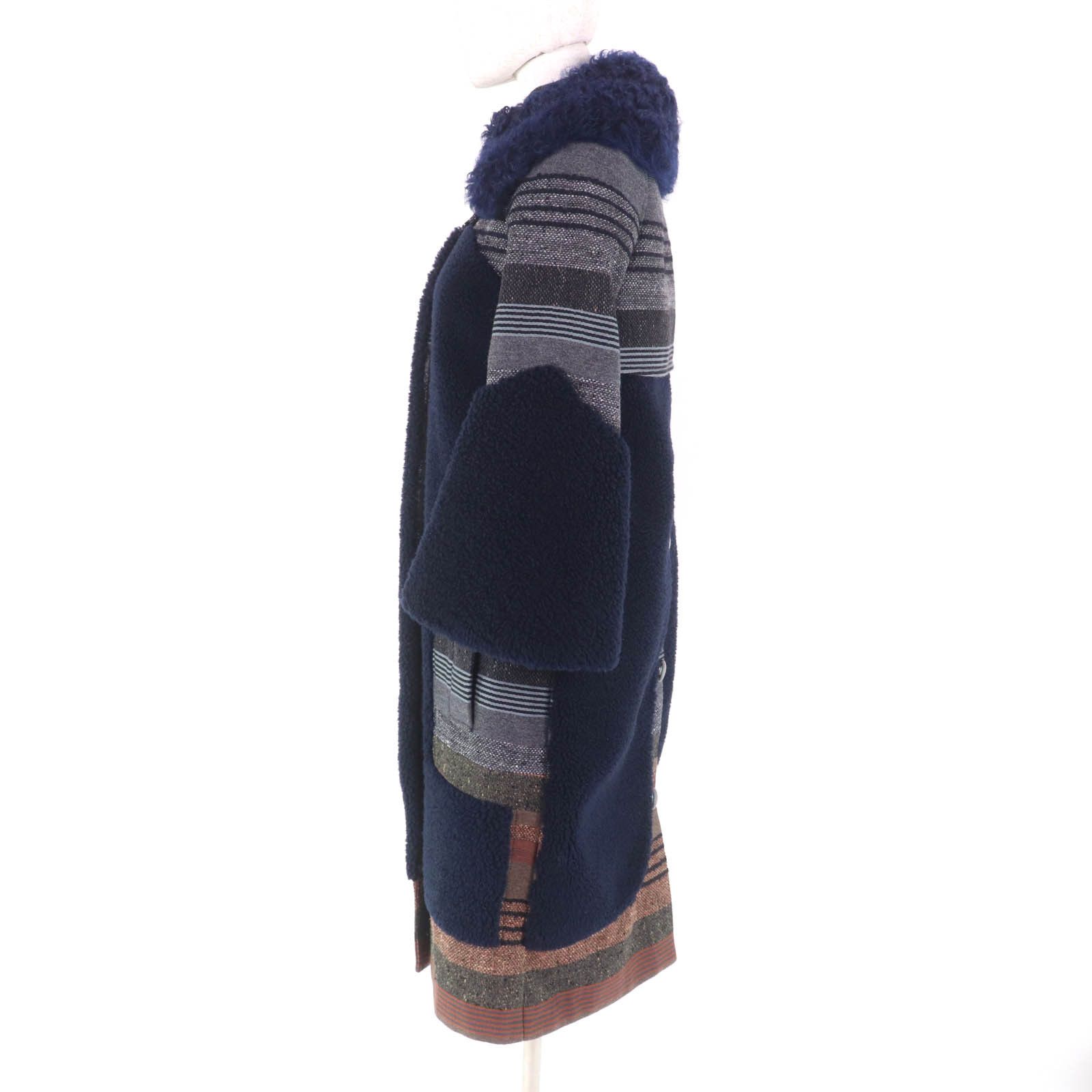 Louis Vuitton Louis Vuitton Louis Vuitton Logo button with lamb fur switching wool coat Others Outerwear DUTY FREE for USA Size ONE SIZE - 2 Thumbnail