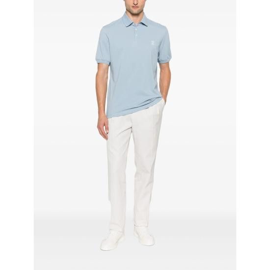 Brunello Cucinelli BRUNELLO CUCINELLI Men Polo Shirts ME8548770 CJD84 BLUE Size US XL / EU 56 / 4 - 4 Thumbnail