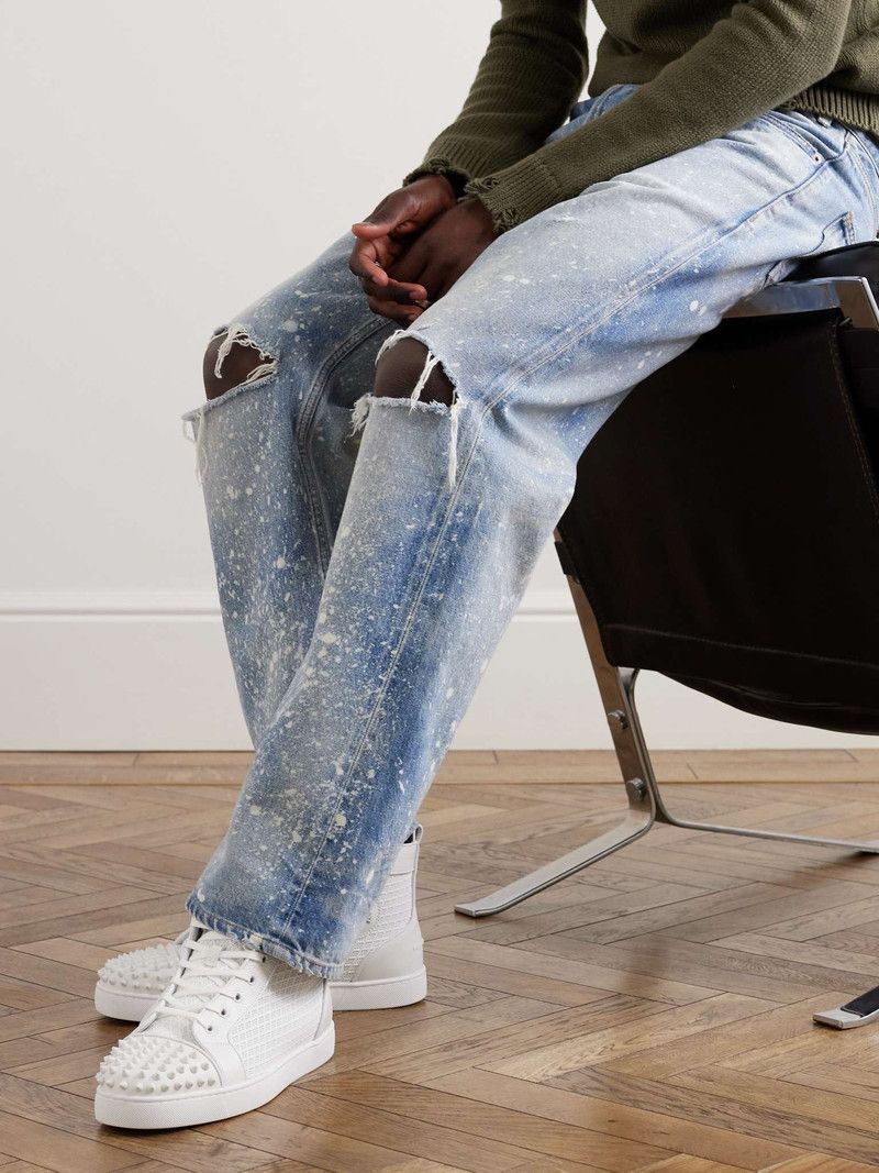 Christian Louboutin Lou Spikes Orlato Studded Leather and Mesh High-Top Sneakers Size US 6 / EU 39 - 2 Thumbnail