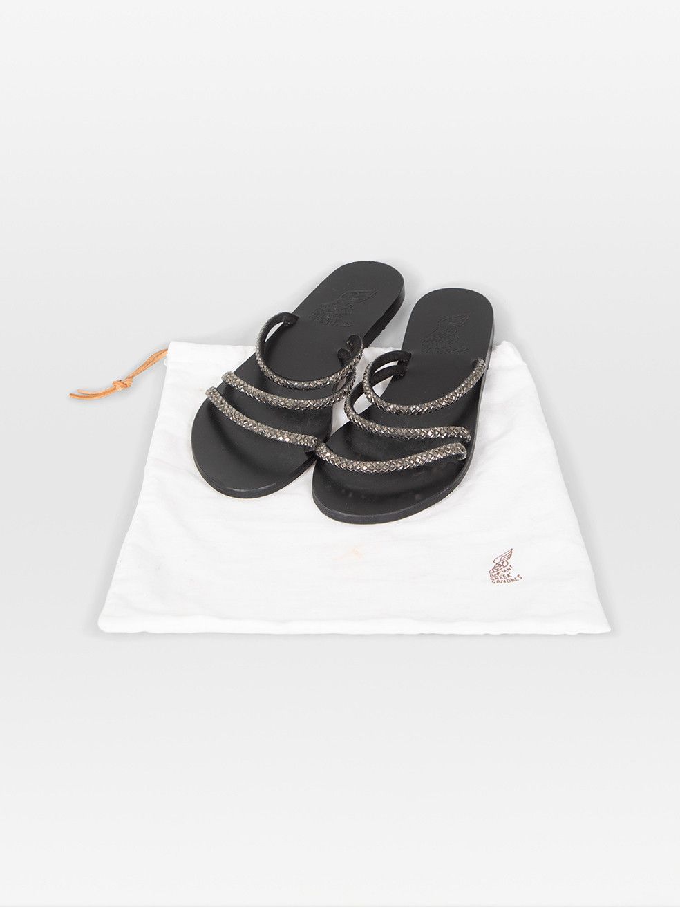 Ancient Greek Sandals Black Polytimi Sandals Size US 10 / IT 40 - 11 Thumbnail