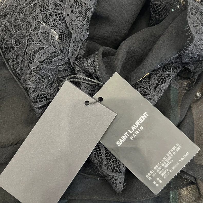 Yves Saint Laurent YSL Black Lace Cami Top with Tags Size US M / EU 48-50 / 2 - 4 Thumbnail