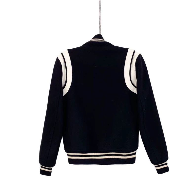 Saint Laurent Paris Saint Laurent Wool Striped Baseball Jacket Size US M / EU 48-50 / 2 - 2 Thumbnail