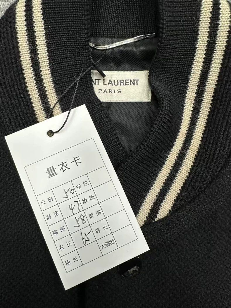Saint Laurent Paris Black and White Leather Baseball Jacket Size US L / EU 52-54 / 3 - 5 Thumbnail