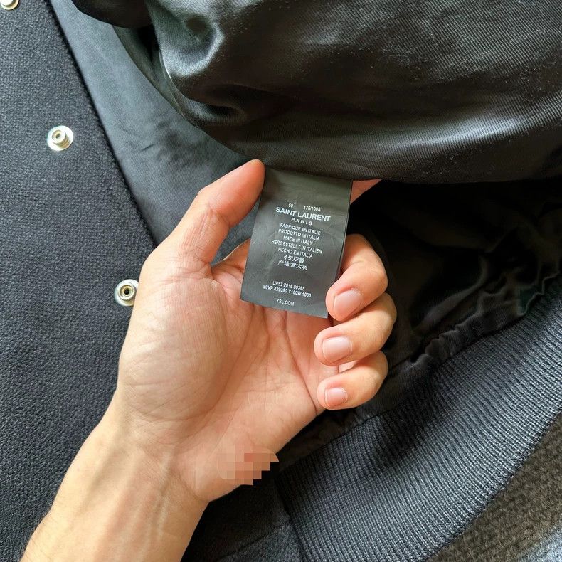 Saint Laurent Paris Saint Laurent Wool Baseball Jacket with Leather Sleeves Size US M / EU 48-50 / 2 - 7 Thumbnail