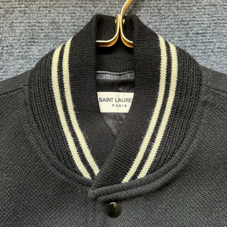 Saint Laurent Paris Saint Laurent Wool Baseball Jacket with Leather Sleeves Size US M / EU 48-50 / 2 - 5 Thumbnail