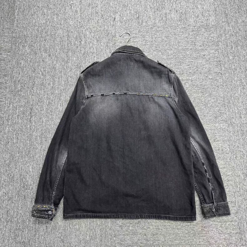 Saint Laurent Paris Distressed Denim Jacket with Vintage Wash Size US M / EU 48-50 / 2 - 3 Thumbnail