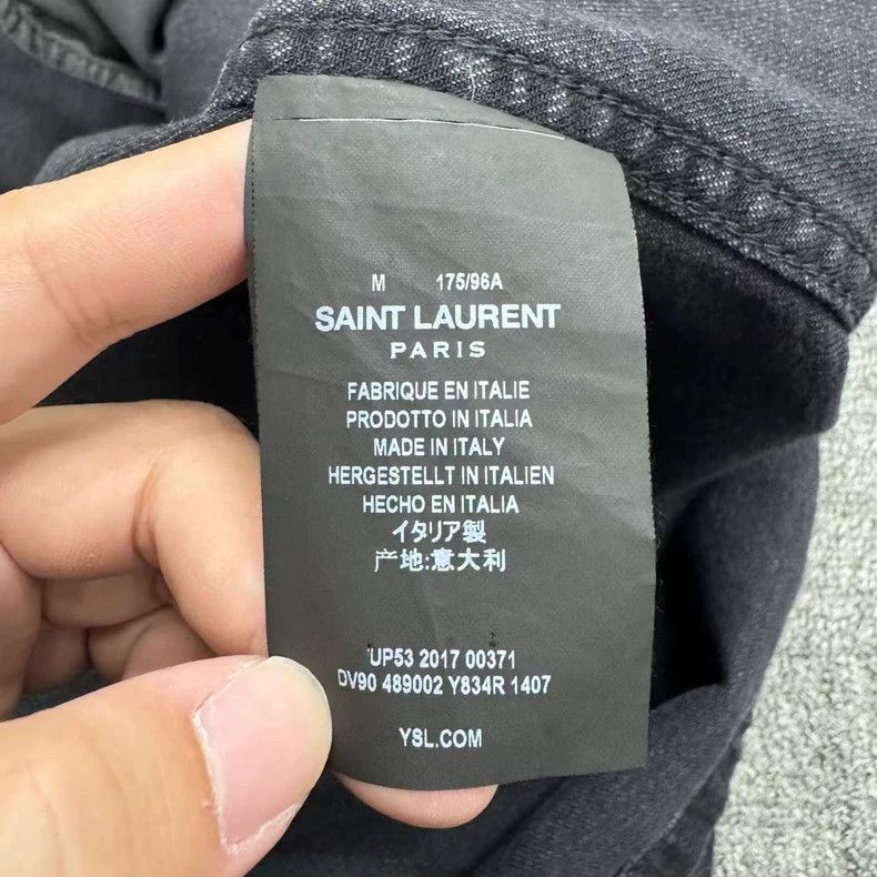 Saint Laurent Paris Distressed Denim Jacket with Vintage Wash Size US M / EU 48-50 / 2 - 5 Thumbnail
