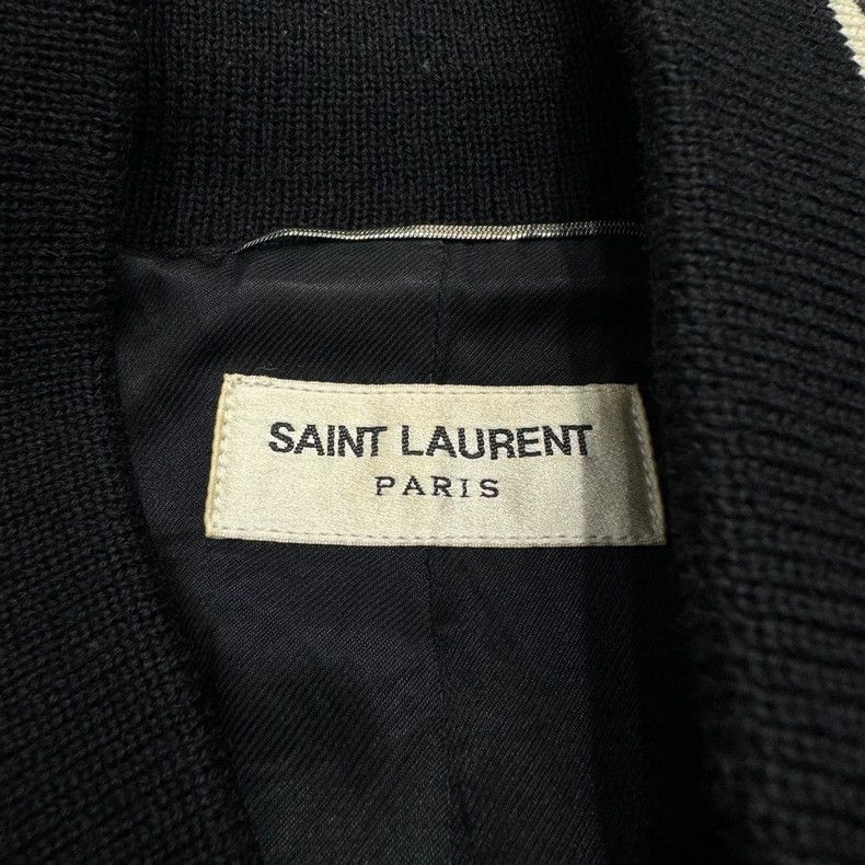 Saint Laurent Paris Navy Teddy Jacket with Leather Details Size US L / EU 52-54 / 3 - 3 Thumbnail