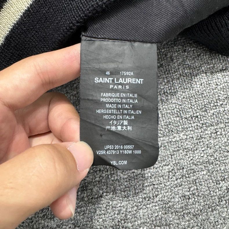 Saint Laurent Paris Black and White Wool Baseball Jacket Size US M / EU 48-50 / 2 - 4 Thumbnail