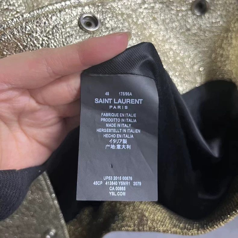 Saint Laurent Paris Saint Laurent Black Baseball Jacket with Print Size US L / EU 52-54 / 3 - 3 Thumbnail