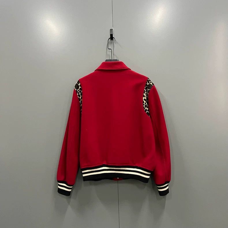 Saint Laurent Paris Saint Laurent Red Leopard Print Baseball Jacket Size US L / EU 52-54 / 3 - 3 Thumbnail