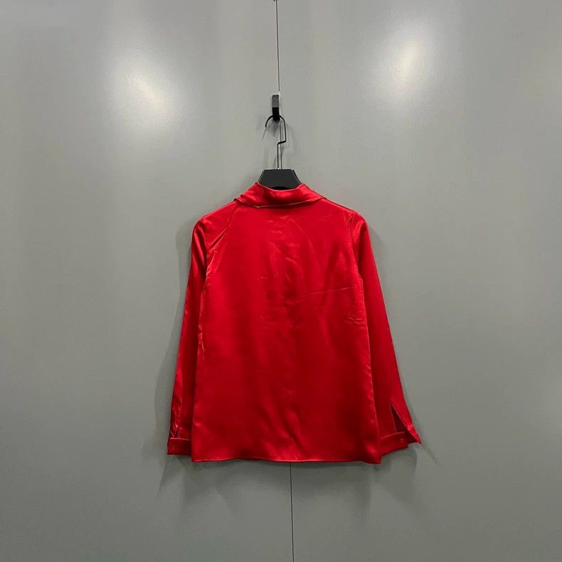 Saint Laurent Paris Saint Laurent Red Silk Long Sleeve Shirt Size US S / EU 44-46 / 1 - 2 Thumbnail