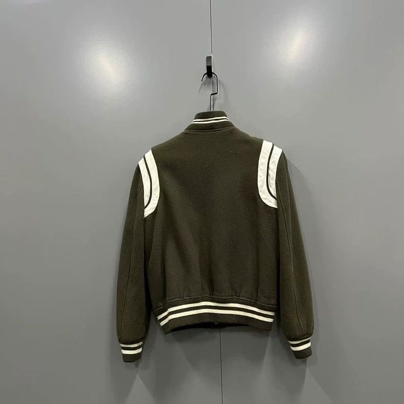 Saint Laurent Paris Saint Laurent Olive Green Baseball Jacket Size US M / EU 48-50 / 2 - 2 Thumbnail