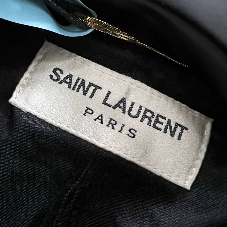 Saint Laurent Paris Saint Laurent Black Leather Sleeve Varsity Jacket Size US S / EU 44-46 / 1 - 5 Thumbnail