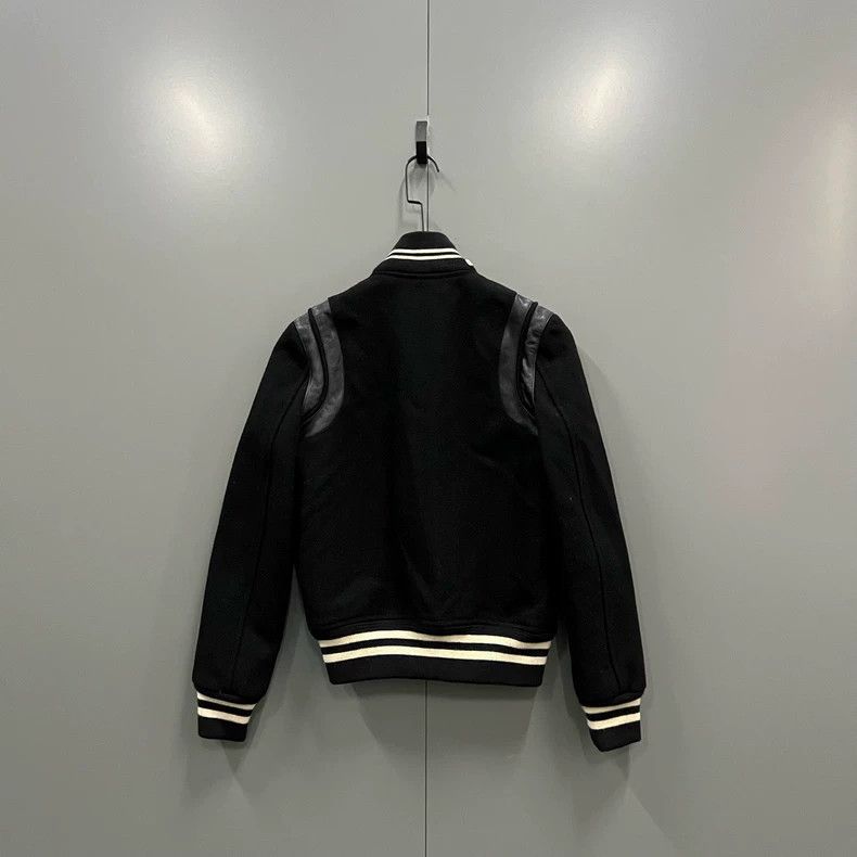 Saint Laurent Paris Saint Laurent Black Leather Sleeve Varsity Jacket Size US S / EU 44-46 / 1 - 2 Thumbnail