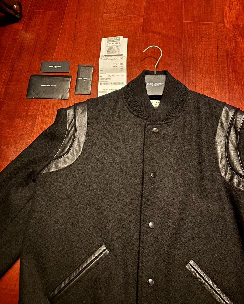 Saint Laurent Paris Saint Laurent Black Wool Bomber Jacket Size US M / EU 48-50 / 2 - 2 Thumbnail