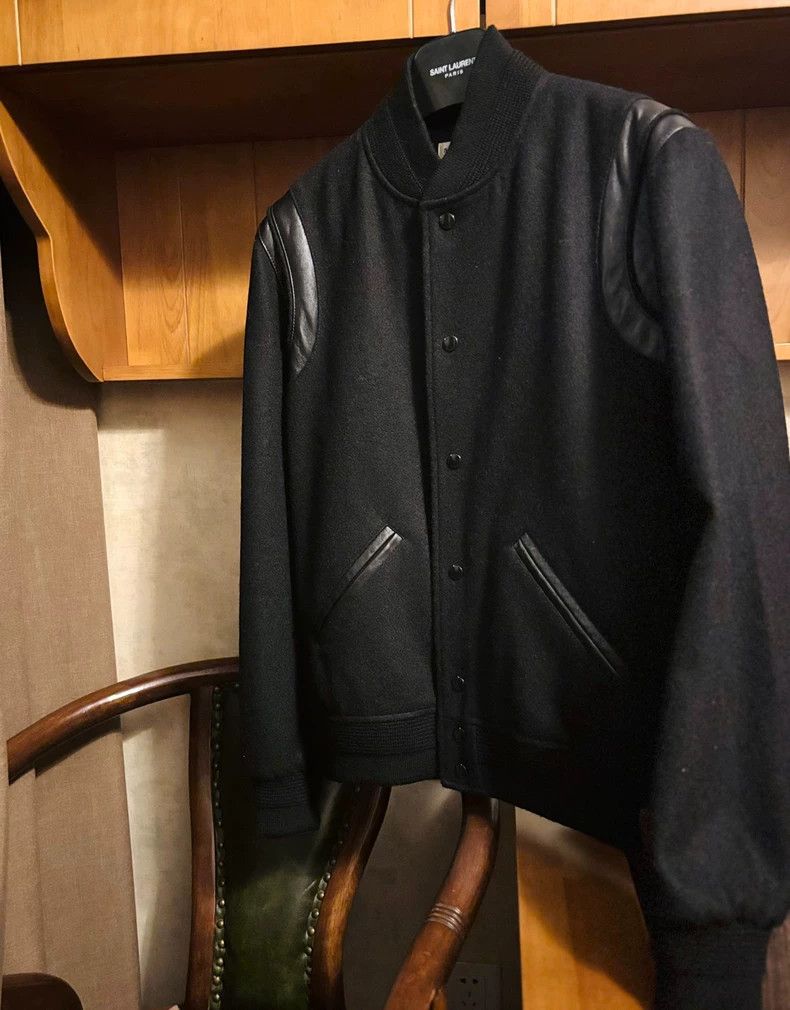 Saint Laurent Paris Saint Laurent Black Wool Bomber Jacket Size US M / EU 48-50 / 2 - 6 Thumbnail