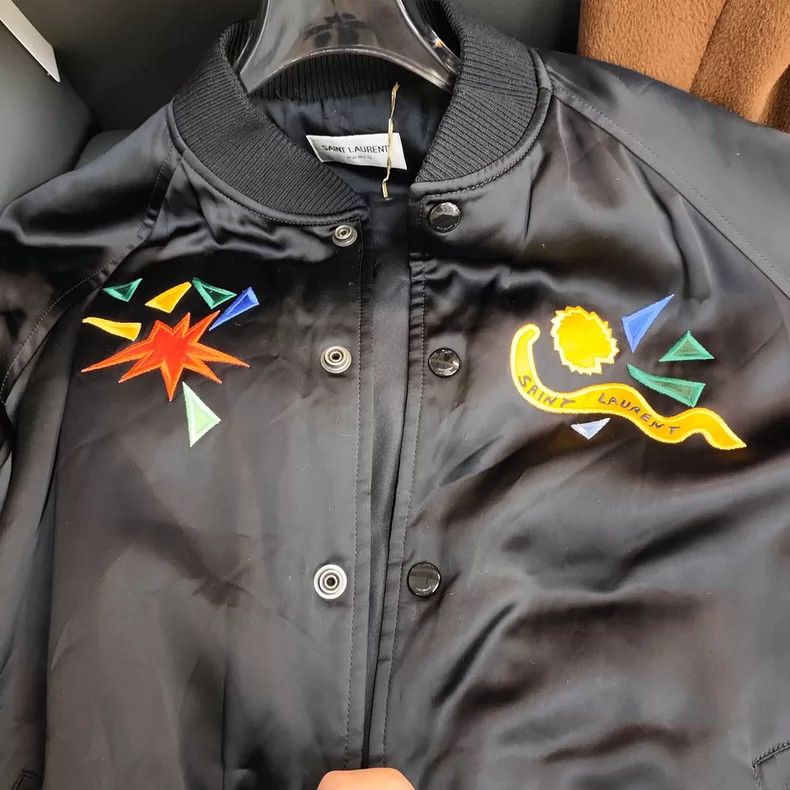 Saint Laurent Paris Saint Laurent Black Fiber Jacket with Embroidery Size US M / EU 48-50 / 2 - 4 Thumbnail