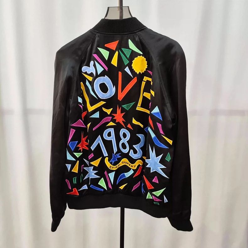 Saint Laurent Paris Saint Laurent Black Fiber Jacket with Embroidery Size US M / EU 48-50 / 2 - 2 Thumbnail