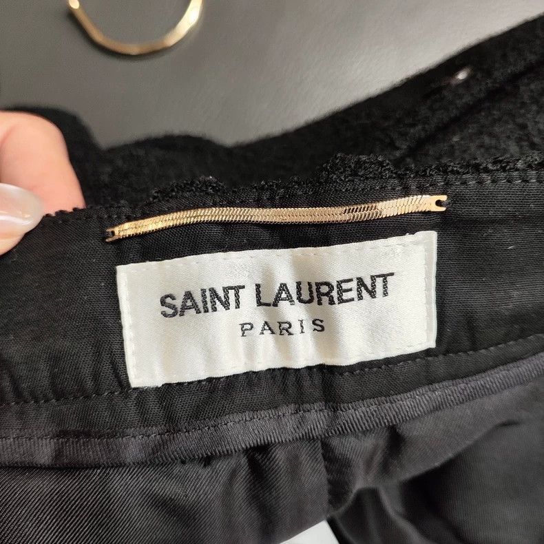 Saint Laurent Paris Black Wool Blend Scalloped Hem Shorts Size US 26 / EU 42 - 3 Thumbnail