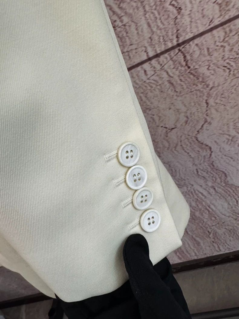 Saint Laurent Double-Breasted White Blazer