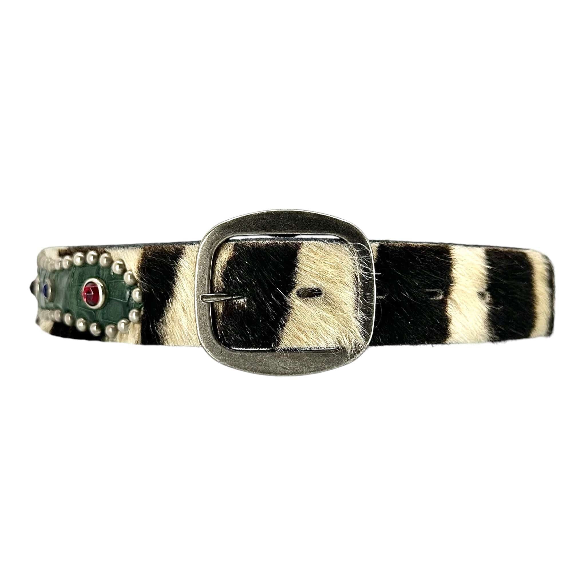 Pre-owned Gallery Dept. Gallery Department Reptile Studded Fur Belt Black