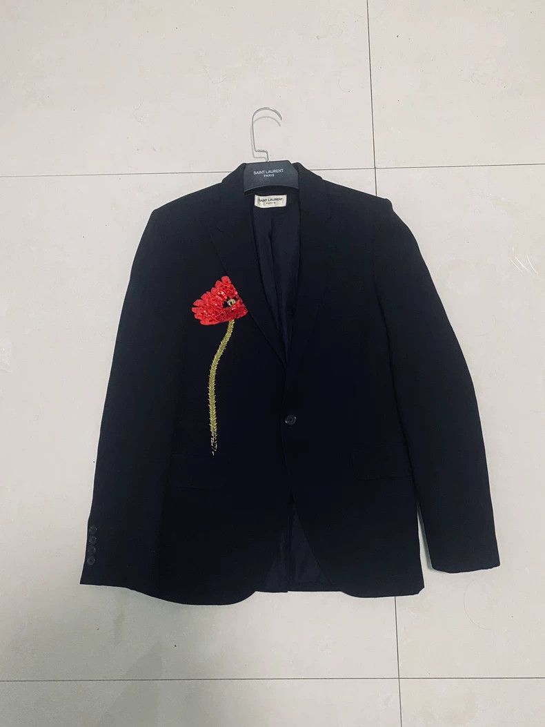 Saint Laurent Paris Saint Laurent Black Suit with Floral Design Size US M / EU 48-50 / 2 - 8 Thumbnail